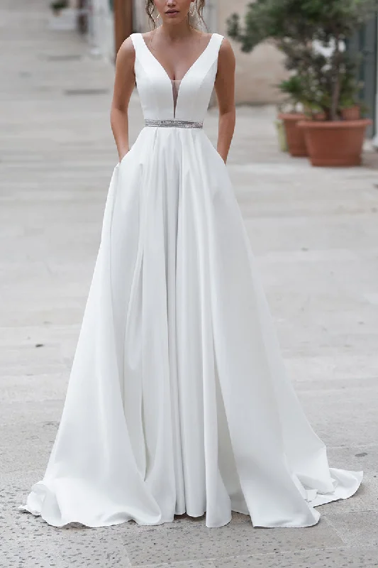 Off-the-shoulder dress – Dress with sleeves or straps that sit below the shoulders, exposing the upper arms.Off-the-shoulder dress – Dress with sleeves or straps that sit below the shoulders, exposing the upper arms.A Line Deep V neck Satin Wedding Dress with Pockets Court Train Simple Bridal Gown QW2270 Off-the-shoulder dress – Dress with sleeves or straps that sit below the shoulders, exposing the upper arms.Off-the-shoulder dress – Dress with sleeves or straps that sit below the shoulders, exposing the upper arms.A Line Deep V neck Satin Wedding Dress with Pockets Court Train Simple Bridal Gown QW2270