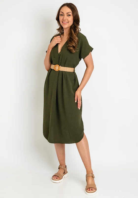 T-shirt dress – Casual dress made from T-shirt-like material, typically loose-fitting and comfortable.T-shirt dress – Casual dress made from T-shirt-like material, typically loose-fitting and comfortable.The Serafina Collection One Size Lightweight Tunic Dress, Khaki