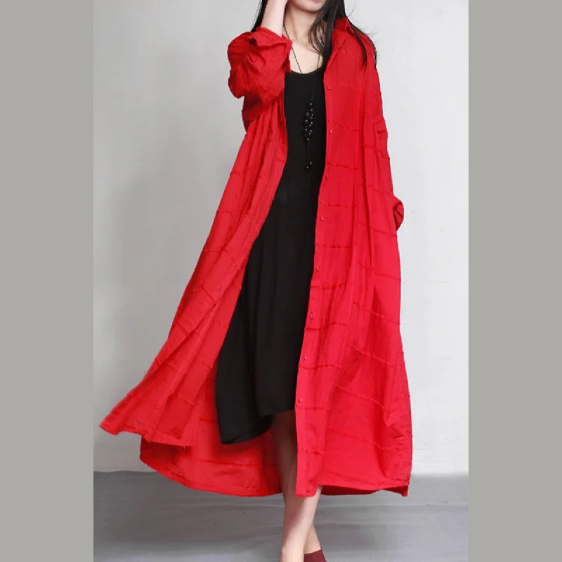 Down-filled – Filled with down feathers for insulationDown-filled – Filled with down feathers for insulationDown-filled – Filled with down feathers for insulationfine autumn red linen cardigans oversize casual large hem long coats