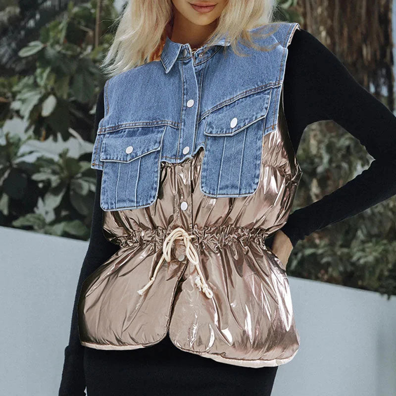 women's waistcoats that are made with high-quality materialswomen's waistcoats that are made with high-quality materialswomen's waistcoats that are made with high-quality materialsCool Denim Collar Button Down Deconstructed Hybrid Metallic Puffer Vest - Gold women's waistcoats that are made with high-quality materialswomen's waistcoats that are made with high-quality materialswomen's waistcoats that are made with high-quality materialsCool Denim Collar Button Down Deconstructed Hybrid Metallic Puffer Vest - Gold