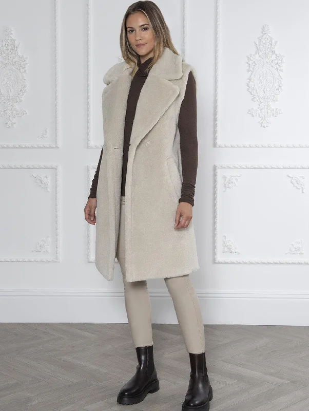 women's waistcoats for autumnwomen's waistcoats for autumnwomen's waistcoats for autumnWeekend Rita Recycled Vegan Shearling Gilet | Natural Stone