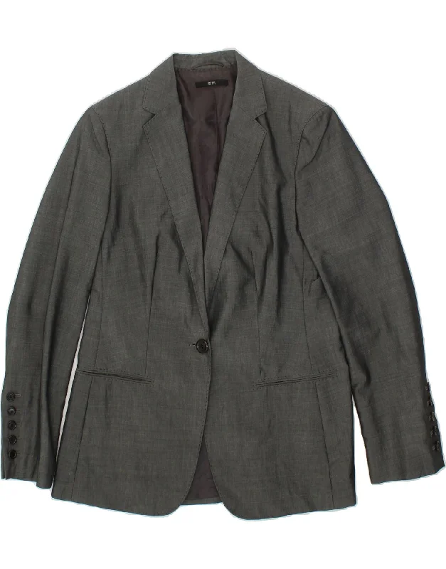 women's blazers with contemporary twistswomen's blazers with contemporary twistswomen's blazers with contemporary twistsHUGO BOSS Womens 1 Button Blazer Jacket UK 14 Large Grey Virgin Wool