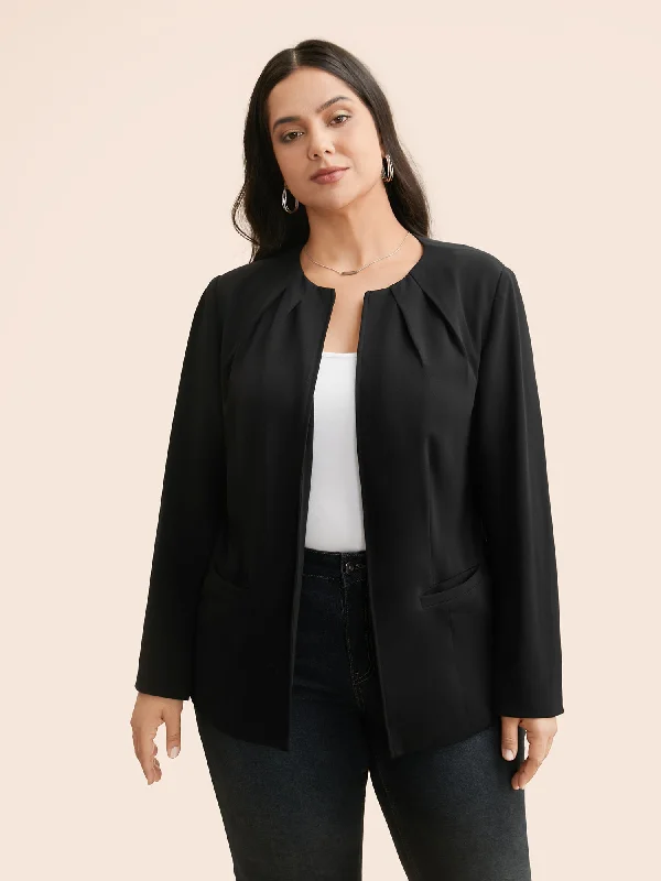 women's blazers that are suitable for gift-givingwomen's blazers that are suitable for gift-givingwomen's blazers that are suitable for gift-givingLong Sleeve Open Front Pleated Blazer