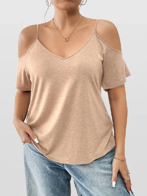 Ringer – T-shirt with contrasting colored trim around the neckline and sleevesRinger – T-shirt with contrasting colored trim around the neckline and sleevesSolid Cold Shoulder V Neck Tee Ringer – T-shirt with contrasting colored trim around the neckline and sleevesRinger – T-shirt with contrasting colored trim around the neckline and sleevesSolid Cold Shoulder V Neck Tee
