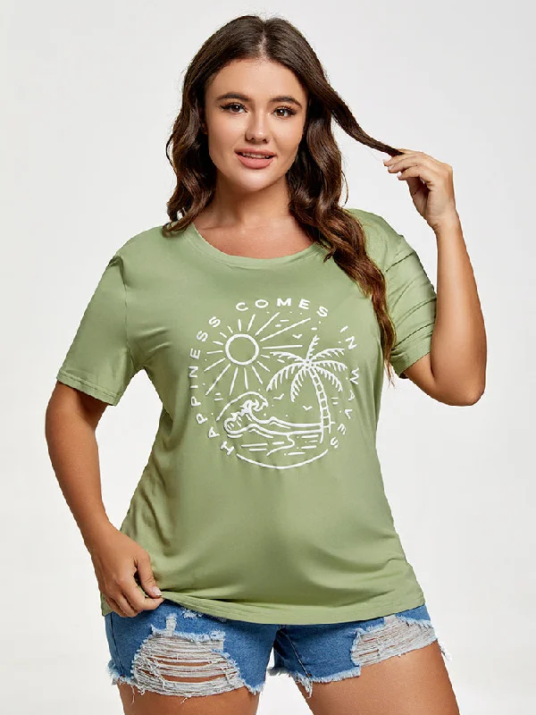 Fitted – Snug, form-fitting styleFitted – Snug, form-fitting stylePlus Hapiness Comes In Waves Holiday Graphic Tee Fitted – Snug, form-fitting styleFitted – Snug, form-fitting stylePlus Hapiness Comes In Waves Holiday Graphic Tee
