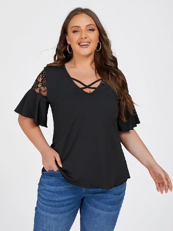 Pima cotton – Soft, high-quality cotton for a luxurious feelPima cotton – Soft, high-quality cotton for a luxurious feelCut Out Lace Patchwork Sleeve Tee Pima cotton – Soft, high-quality cotton for a luxurious feelPima cotton – Soft, high-quality cotton for a luxurious feelCut Out Lace Patchwork Sleeve Tee