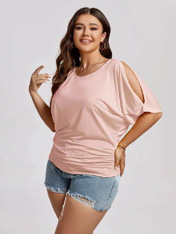 Vented hem – Slits or small openings at the bottom of the T-shirt for a relaxed fitVented hem – Slits or small openings at the bottom of the T-shirt for a relaxed fitPlus Plain Ruched Cut Out Tee Vented hem – Slits or small openings at the bottom of the T-shirt for a relaxed fitVented hem – Slits or small openings at the bottom of the T-shirt for a relaxed fitPlus Plain Ruched Cut Out Tee