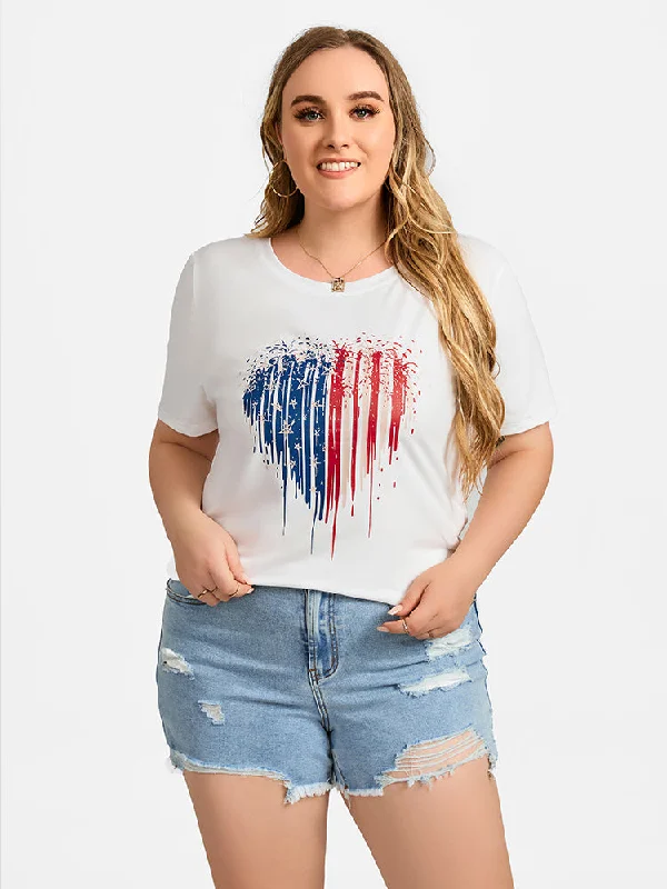 Ruffled – T-shirt with frills or ruffles at the sleeves or hemRuffled – T-shirt with frills or ruffles at the sleeves or hemPlus White Heart Print Round Neck Graphic Tee Ruffled – T-shirt with frills or ruffles at the sleeves or hemRuffled – T-shirt with frills or ruffles at the sleeves or hemPlus White Heart Print Round Neck Graphic Tee