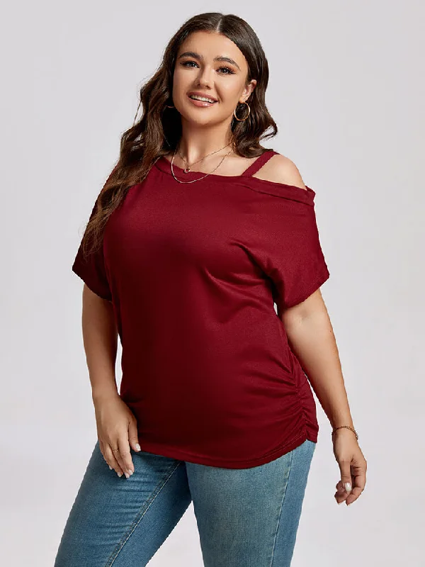 Scoop neck – Wide, rounded necklineScoop neck – Wide, rounded necklinePlus Wine Red Cold Shoulder Batwing Sleeve Ruched Tee Scoop neck – Wide, rounded necklineScoop neck – Wide, rounded necklinePlus Wine Red Cold Shoulder Batwing Sleeve Ruched Tee