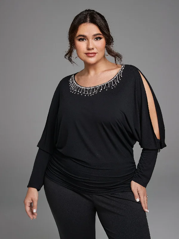 Faded – Pre-washed or faded look for a vintage vibeFaded – Pre-washed or faded look for a vintage vibeRhinestone Detail Cut Out Batwing Sleeve Tee Faded – Pre-washed or faded look for a vintage vibeFaded – Pre-washed or faded look for a vintage vibeRhinestone Detail Cut Out Batwing Sleeve Tee