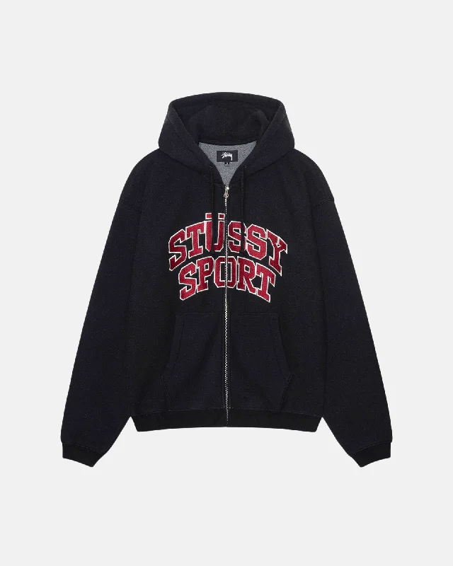 Embroidered hoodie – Hoodie featuring embroidery, usually logos, monograms, or decorative patternsEmbroidered hoodie – Hoodie featuring embroidery, usually logos, monograms, or decorative patternsSTÜSSY SPORT ZIP HOODIE