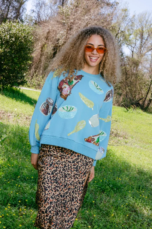 Cropped hoodie – Shortened hoodie that sits above the waistCropped hoodie – Shortened hoodie that sits above the waistAqua Scattered Pizza Icon Sweatshirt